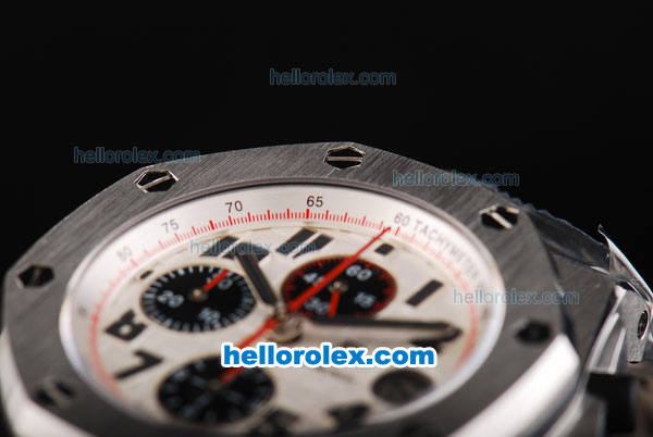 Audemars Piguet Royal Oak Offshore Panda Themes Swiss Valjoux 7750 Automatic Movement Full Steel with White Grid Dial and Black Numeral Markers-Big Calendar - Click Image to Close